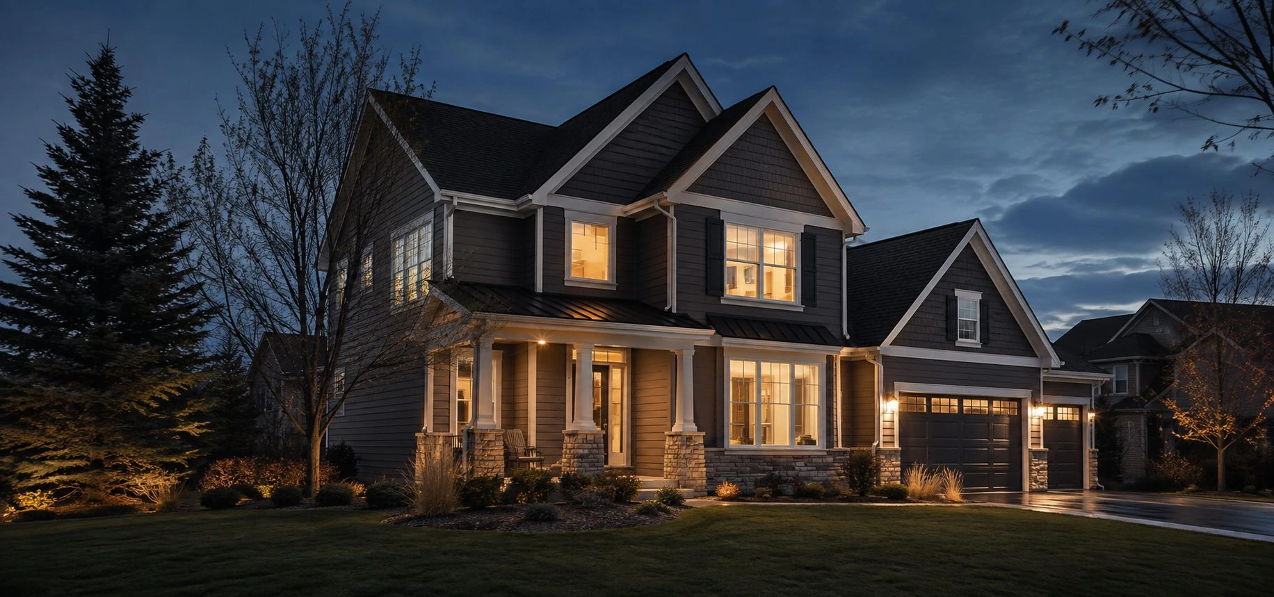Residential exterior with siding, windows and a shingle roof