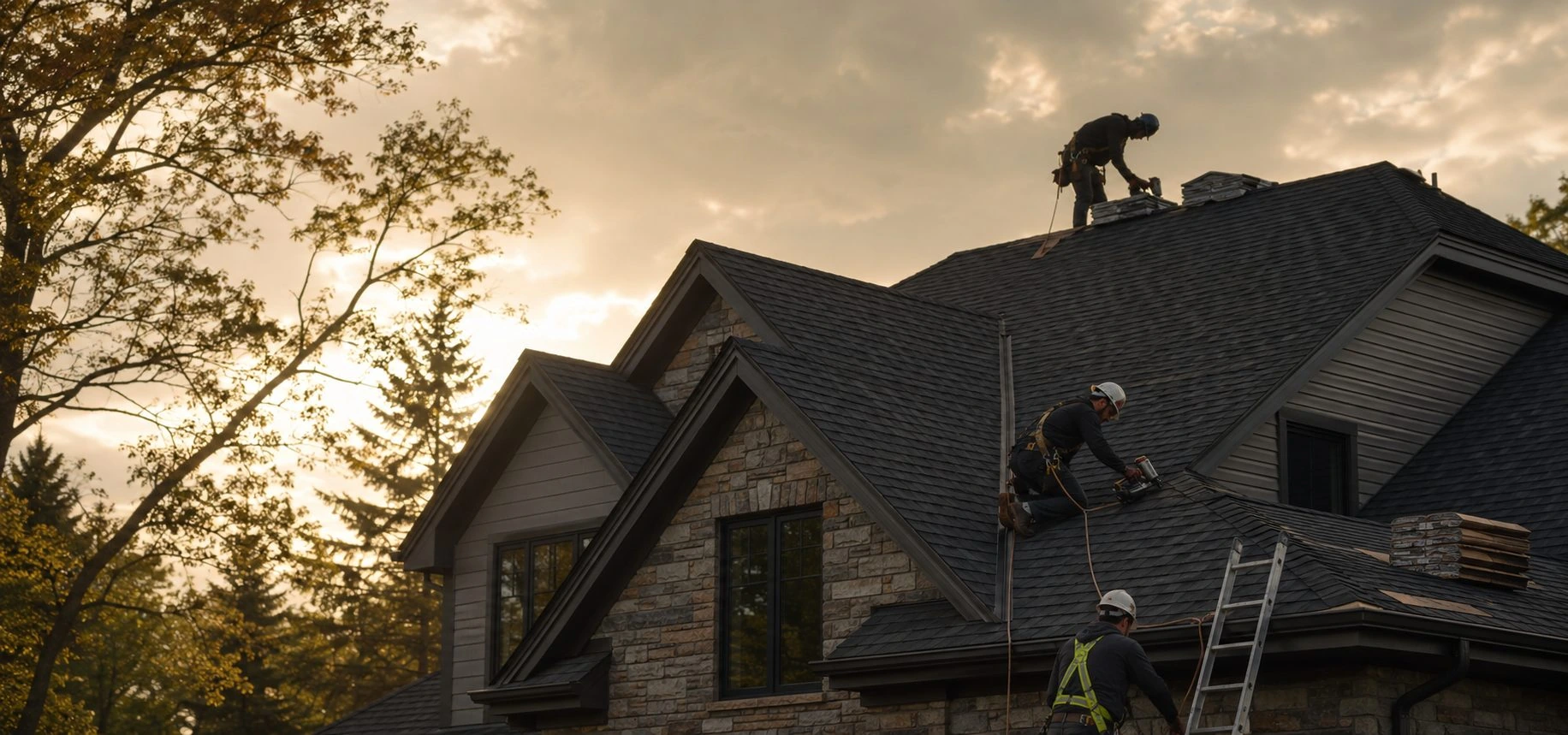 Shingle roof and roofline on a Minnesota-style home