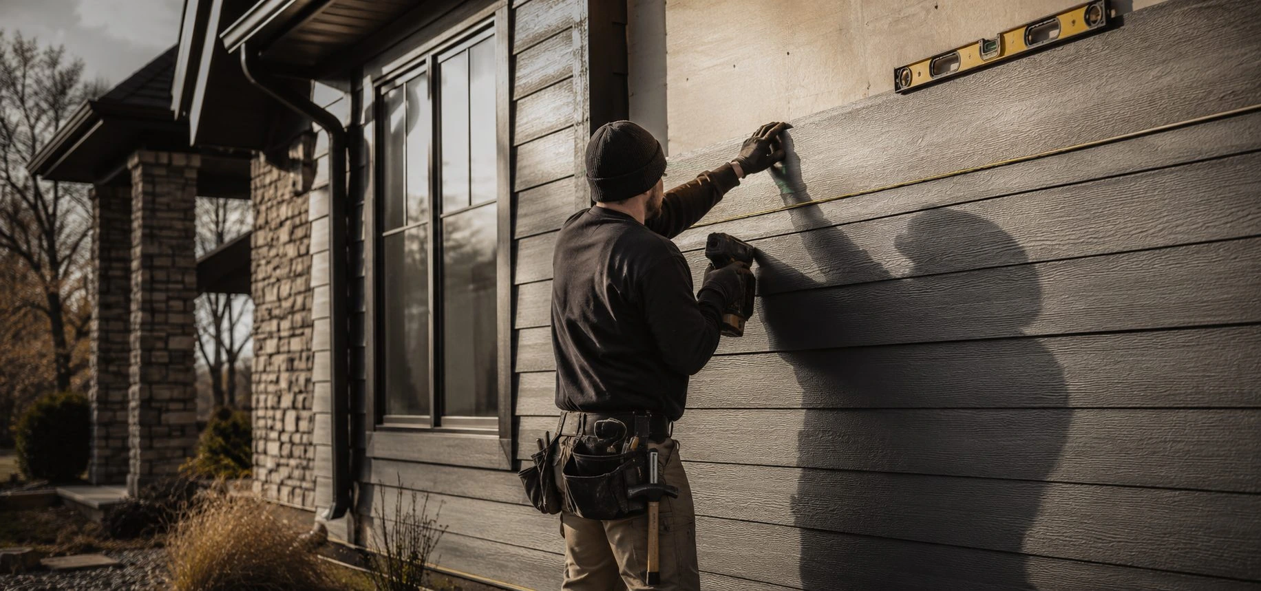 Siding installation with attention to trim and exterior details