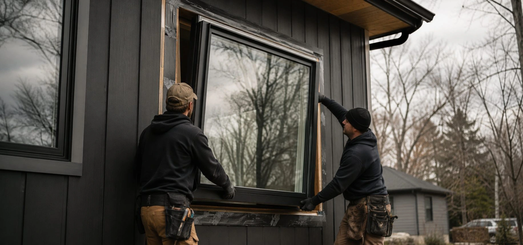 Window installation at a residential exterior
